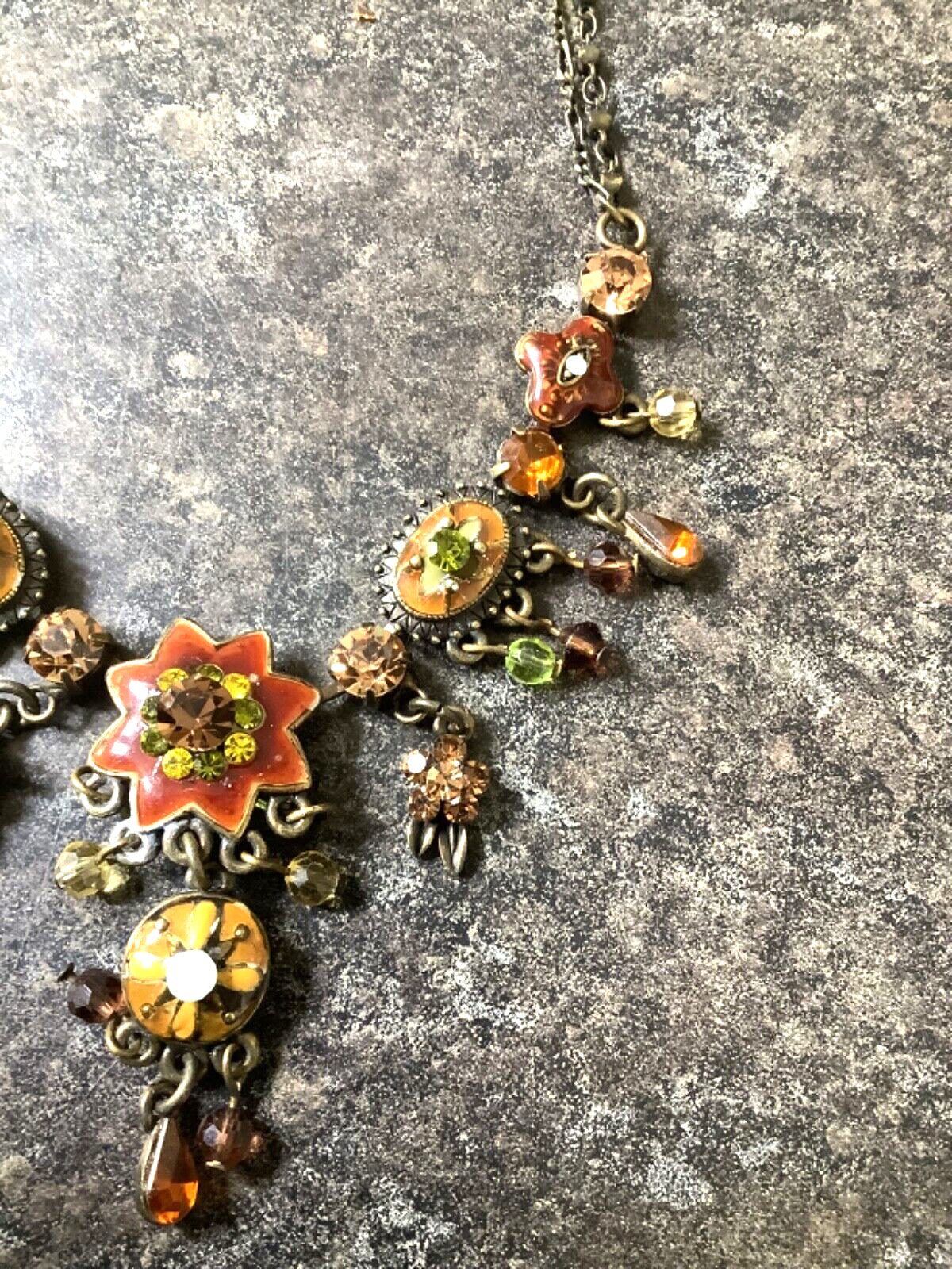 Axelle creation vintage enamel and crystal bronze tone
