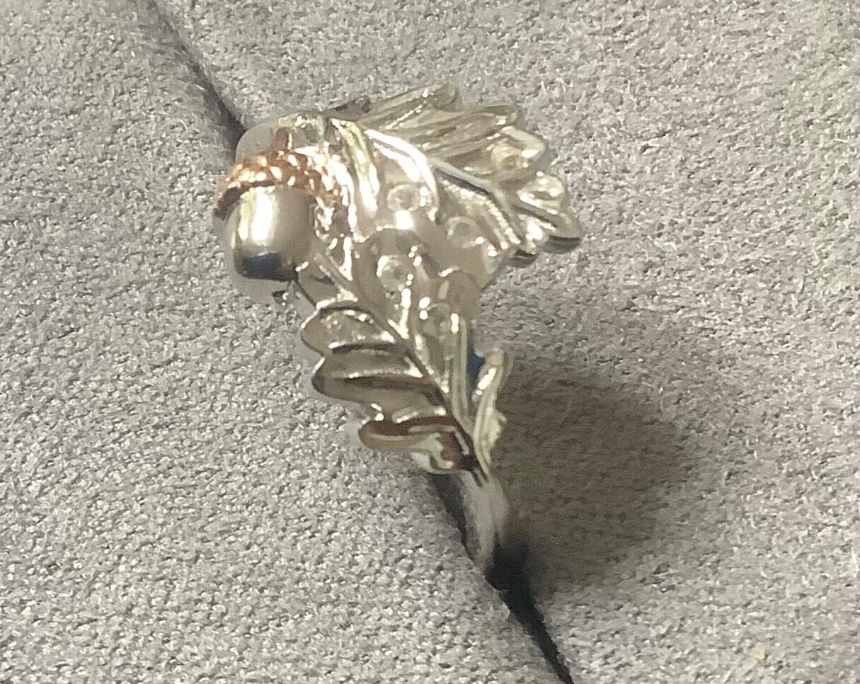 Clogau Royal Oak leaf ring size Q silver and rose gold RRP £169