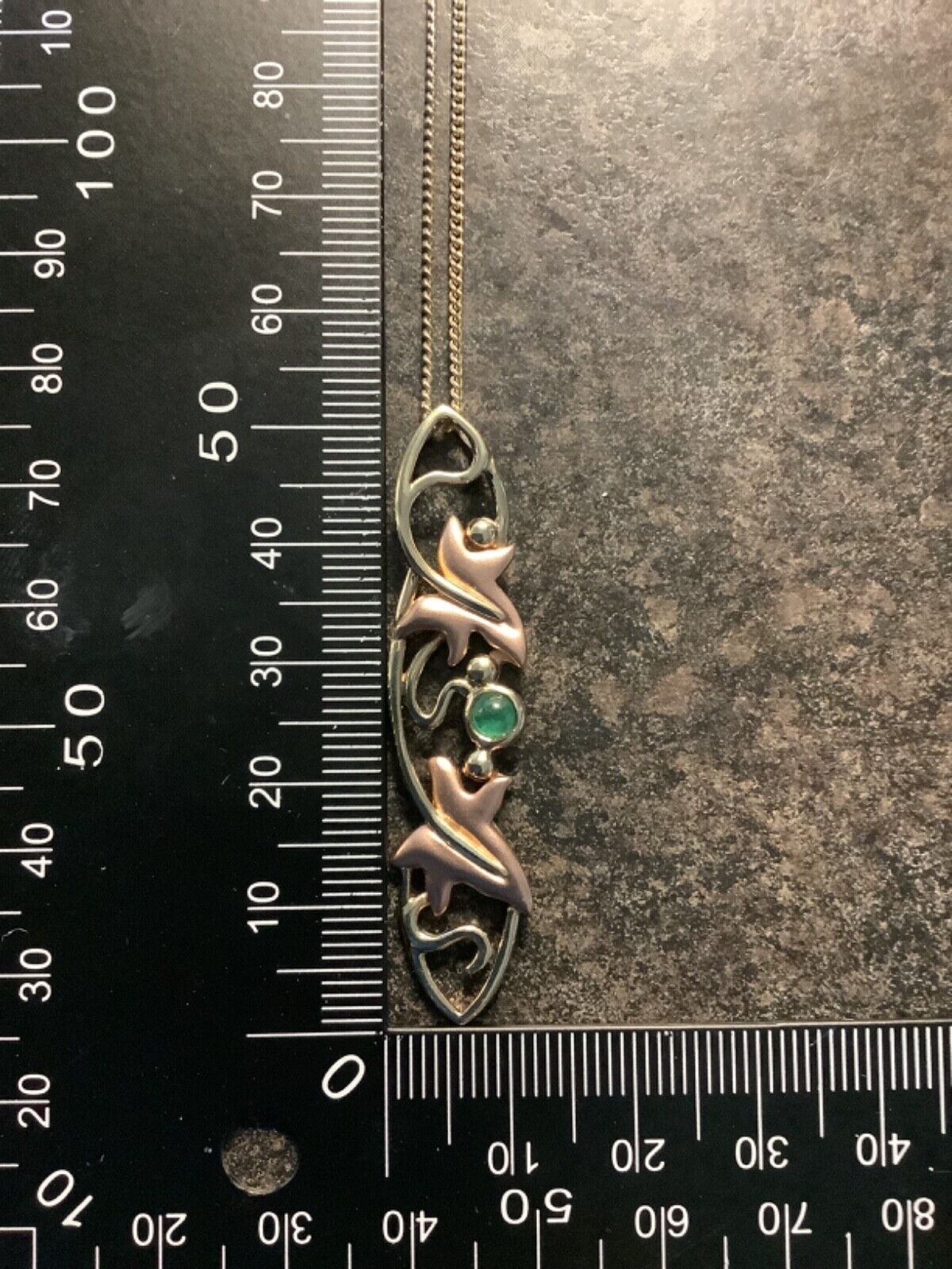 Clogau 9ct Emerald Lady of Caerphilly Ivy pendant necklace 18" yellow rose gold