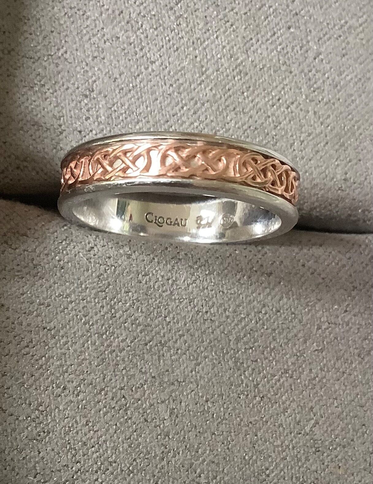 Clogau silver Annwyl slim channel ring size M 1/2 - N rose gold detailing