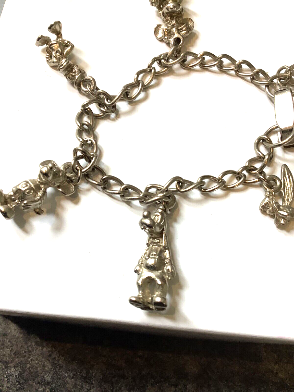 Vintage Walt Disney Productions charm bracelet Tinkerbell Mickey Minnie Donald