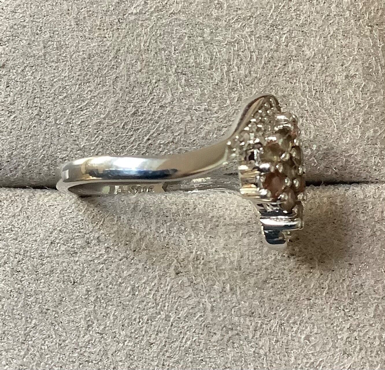 925 Andalusite & zircon cluster wave bypass shoulders ring P1/2 sterling silver
