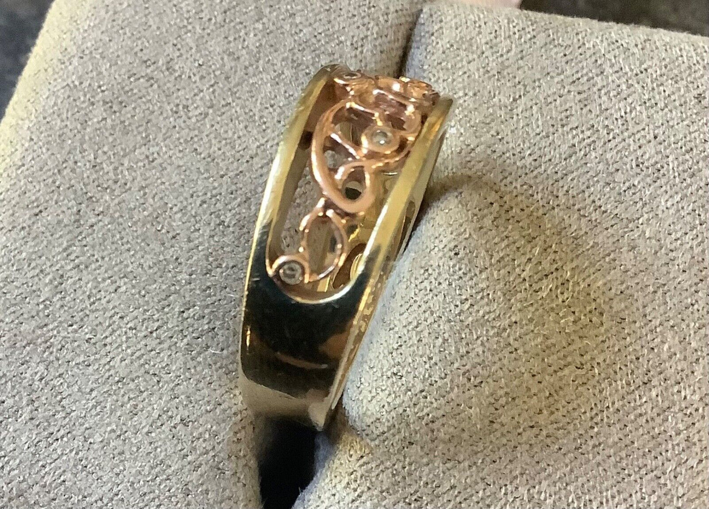 Clogau 9ct 5 diamond Cariad ring size O1/2 yellow and rose gold hallmarked