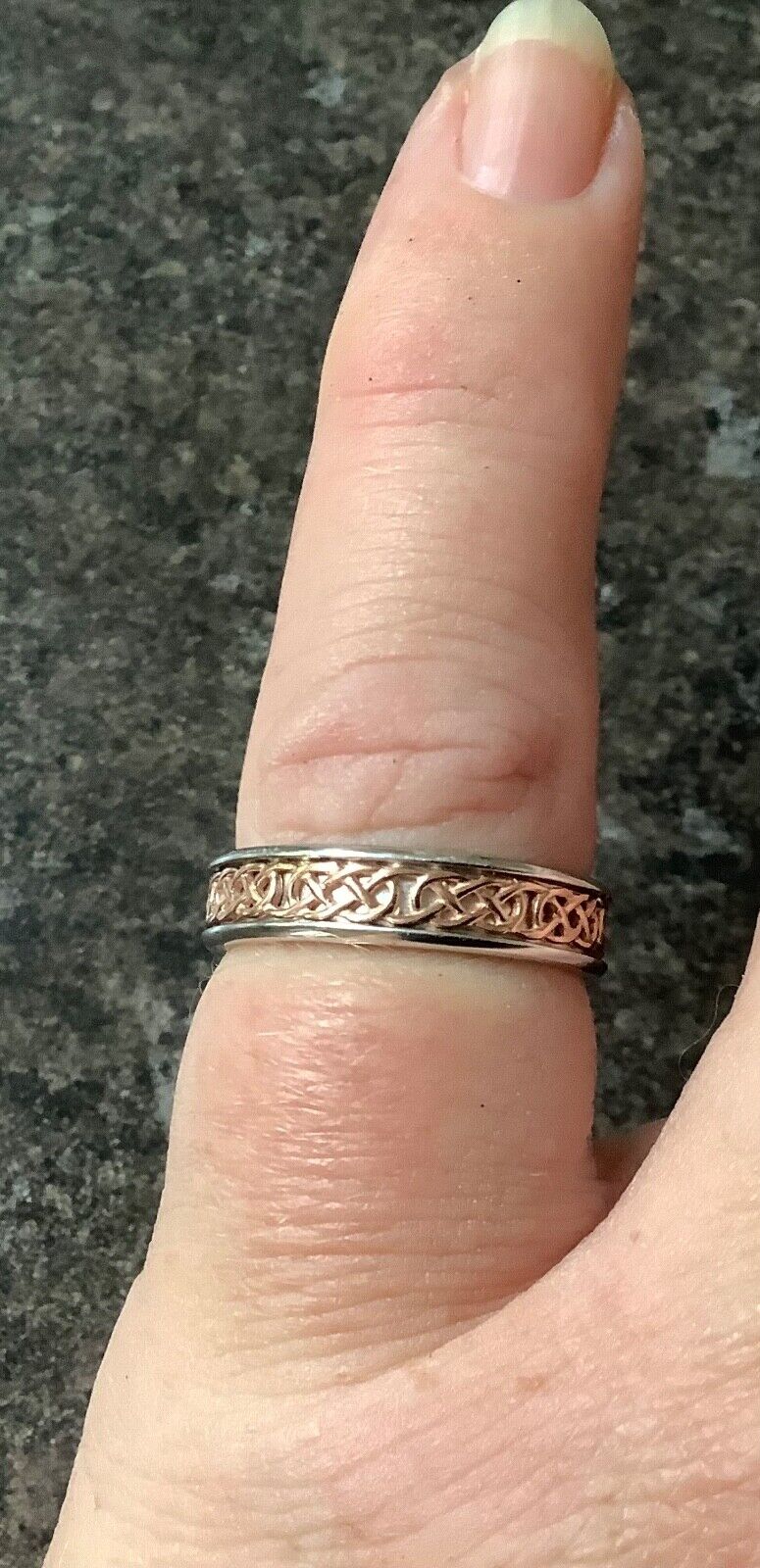 Clogau silver Annwyl slim channel ring size M 1/2 - N rose gold detailing