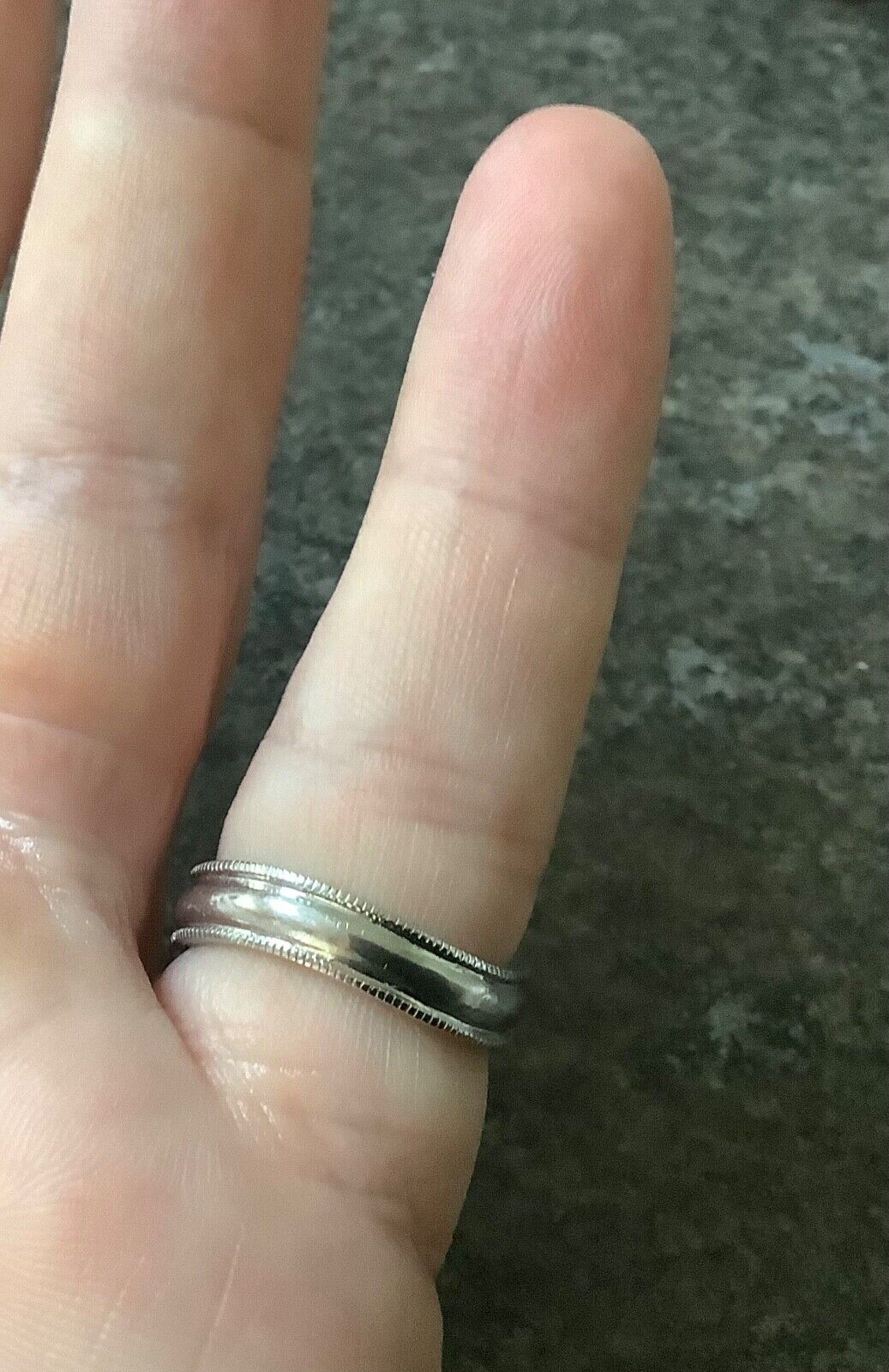9ct white gold natural diamond wave band ring size M1/2