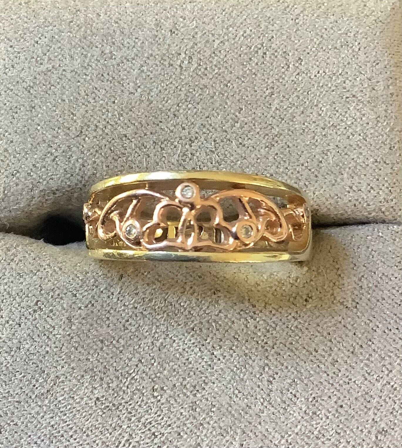 Clogau 9ct 5 diamond Cariad ring size O1/2 yellow and rose gold hallmarked