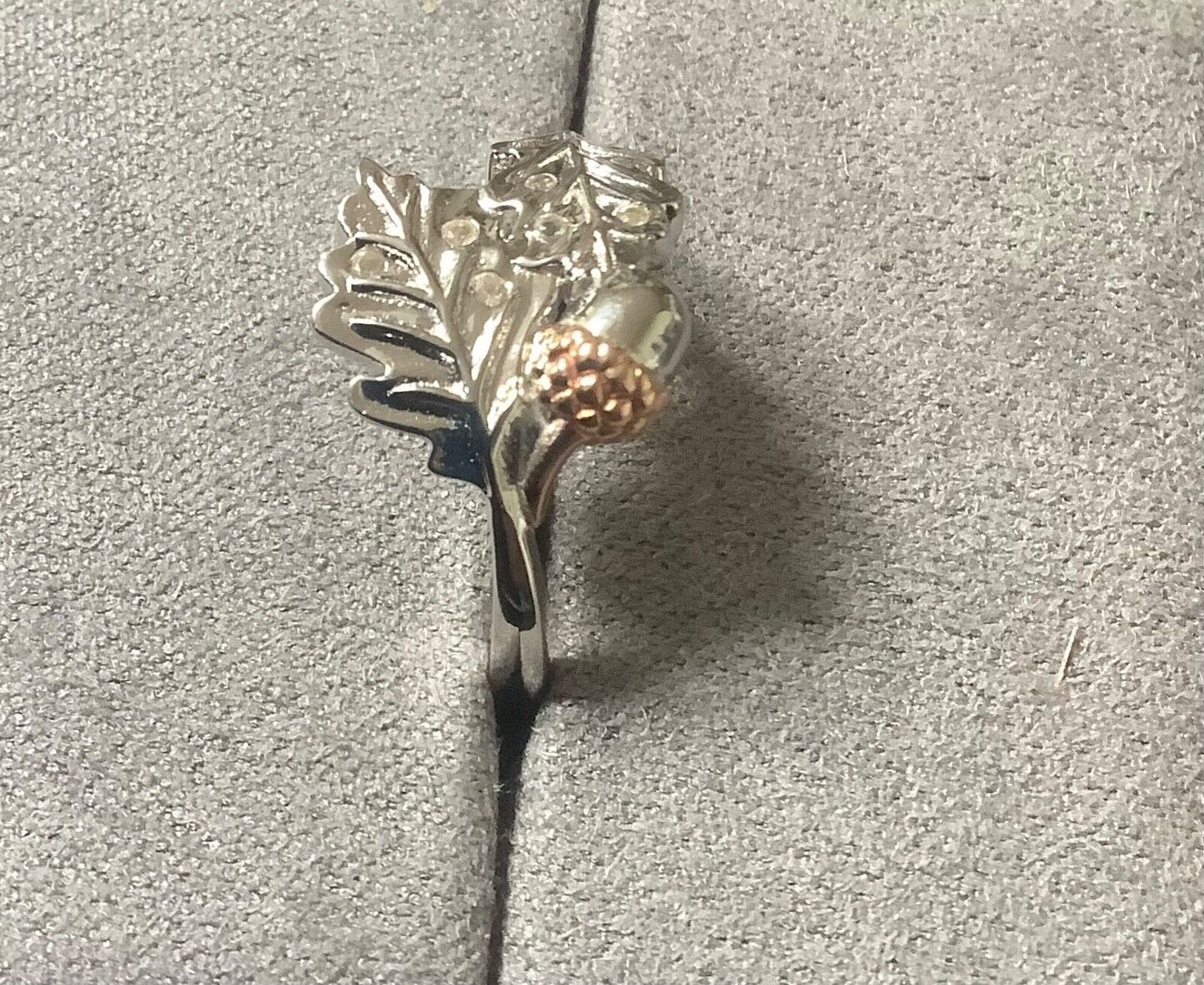 Clogau Royal Oak leaf ring size Q silver and rose gold RRP £169