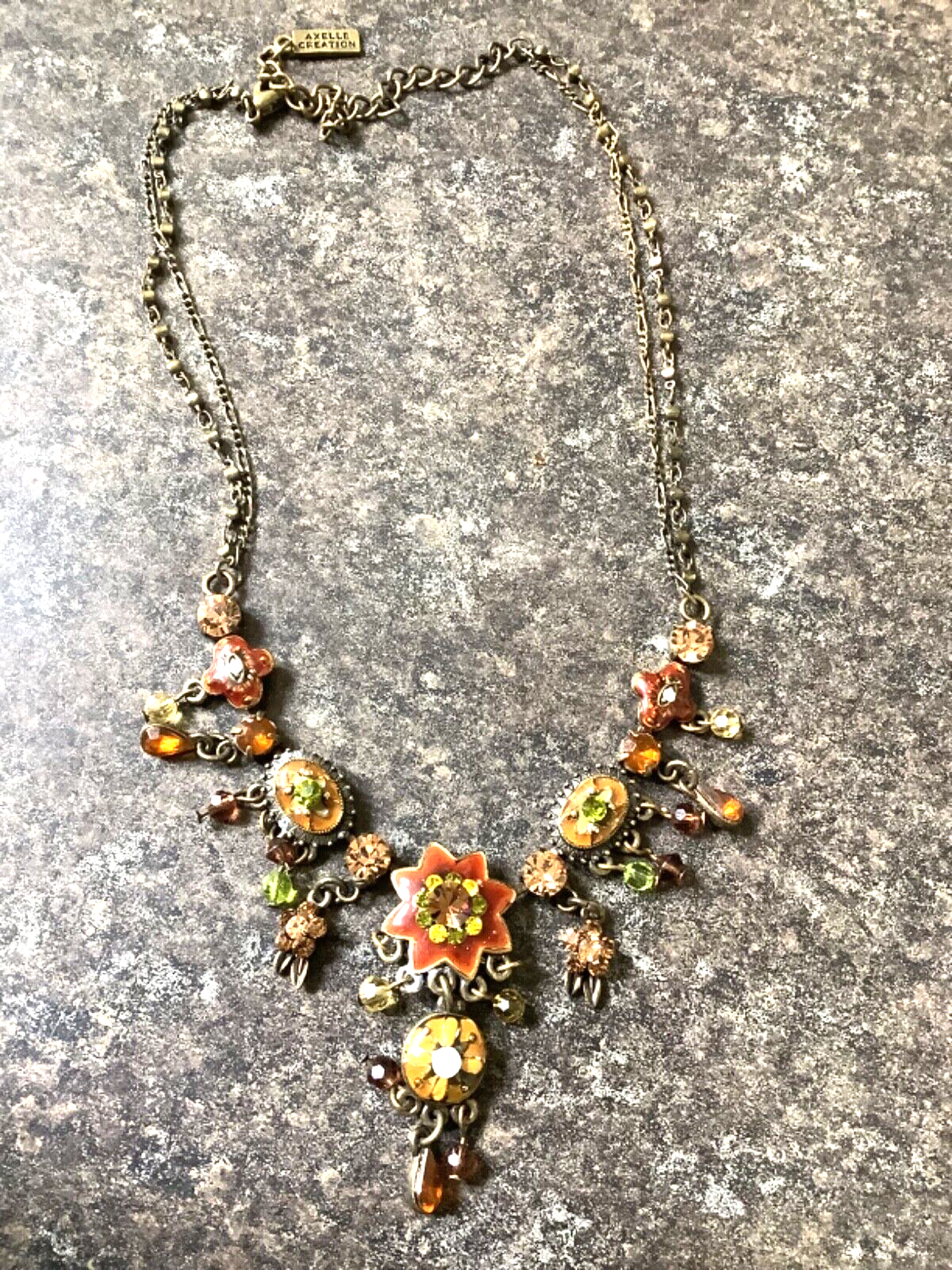 Axelle creation vintage enamel and crystal bronze tone