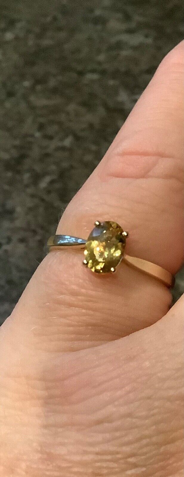 10K yellow gemstone oval solitaire ring size N1/2 yellow gold hallmarked