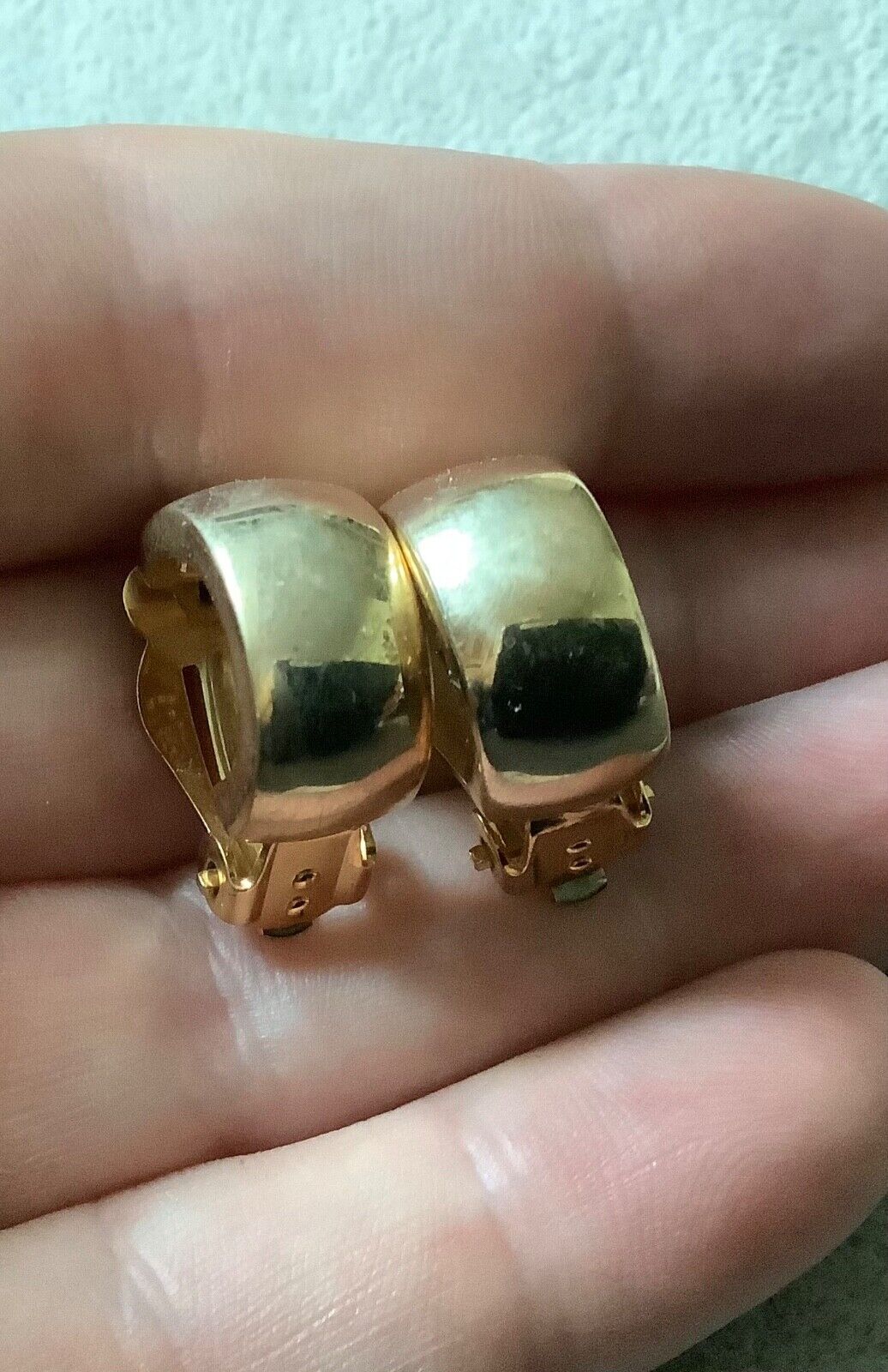 3 x vintage gold tone clip on earrings hoop stud