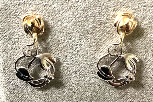 Clogau 9ct white (Moon) gold and yellow gold Tree of Life drop earrings