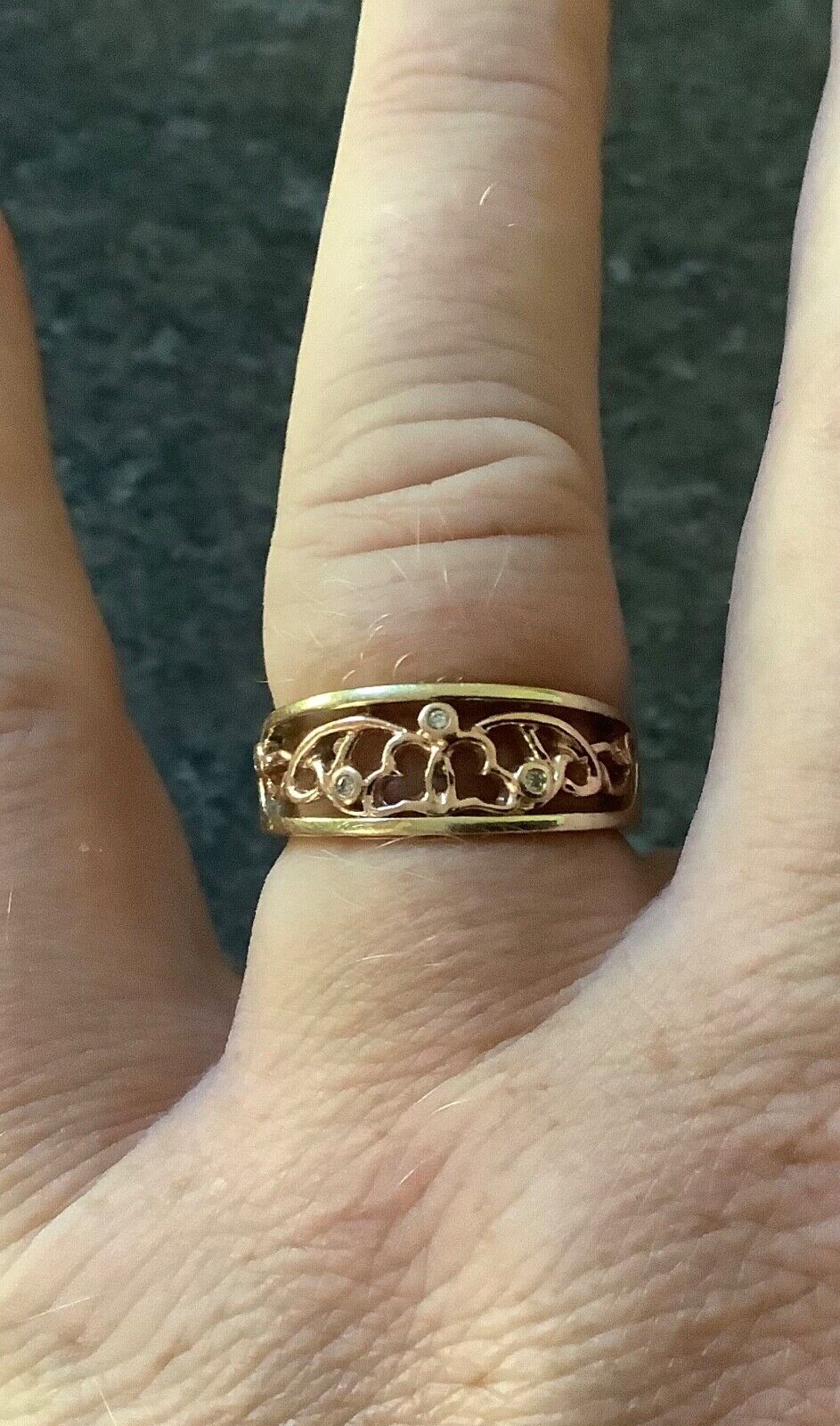 Clogau 9ct 5 diamond Cariad ring size O1/2 yellow and rose gold hallmarked