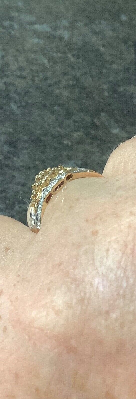 9ct white and champagne diamond cluster ring size S1/2 yellow gold