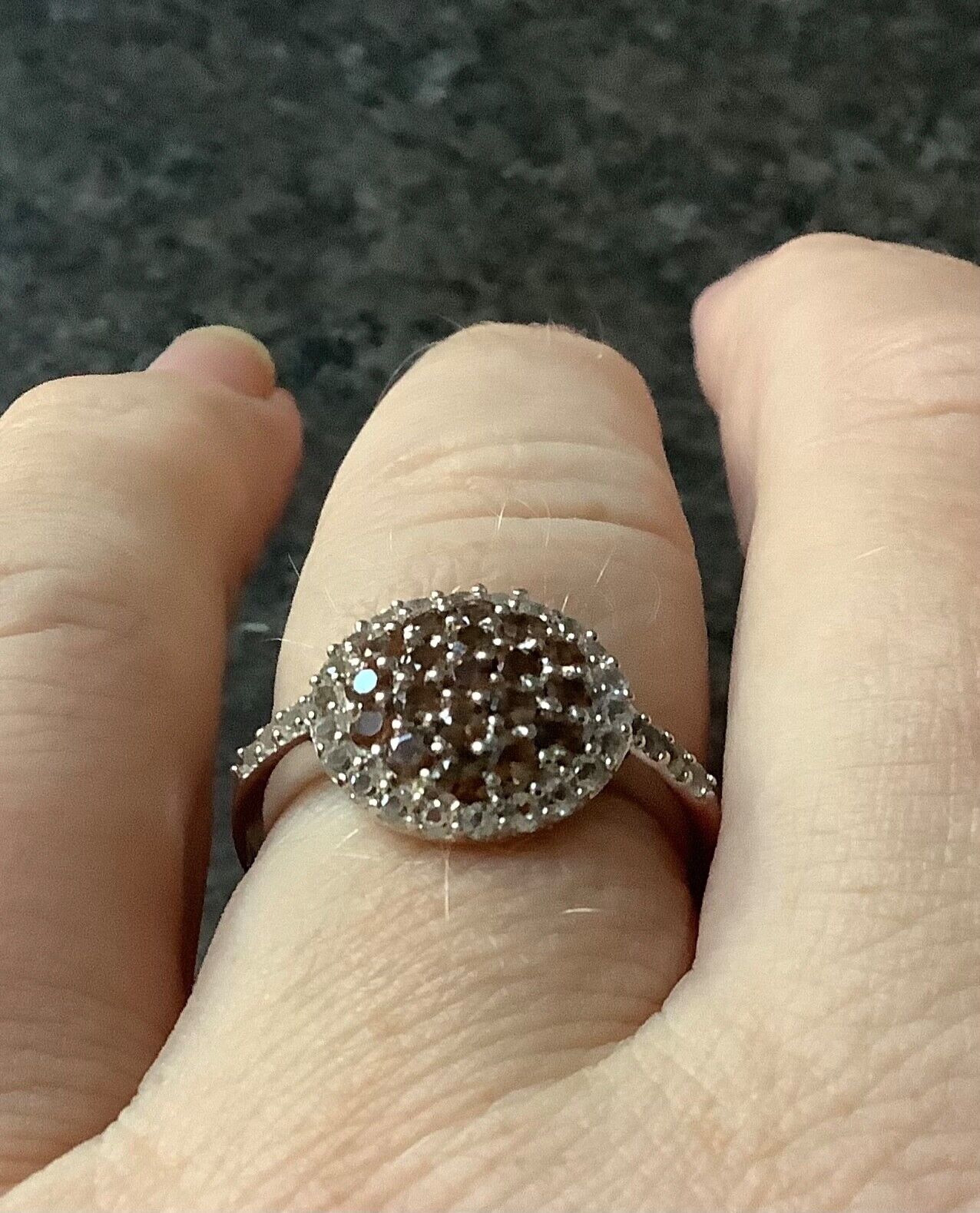 925 Andalusite & zircon halo cluster ring size P1/2 sterling silver