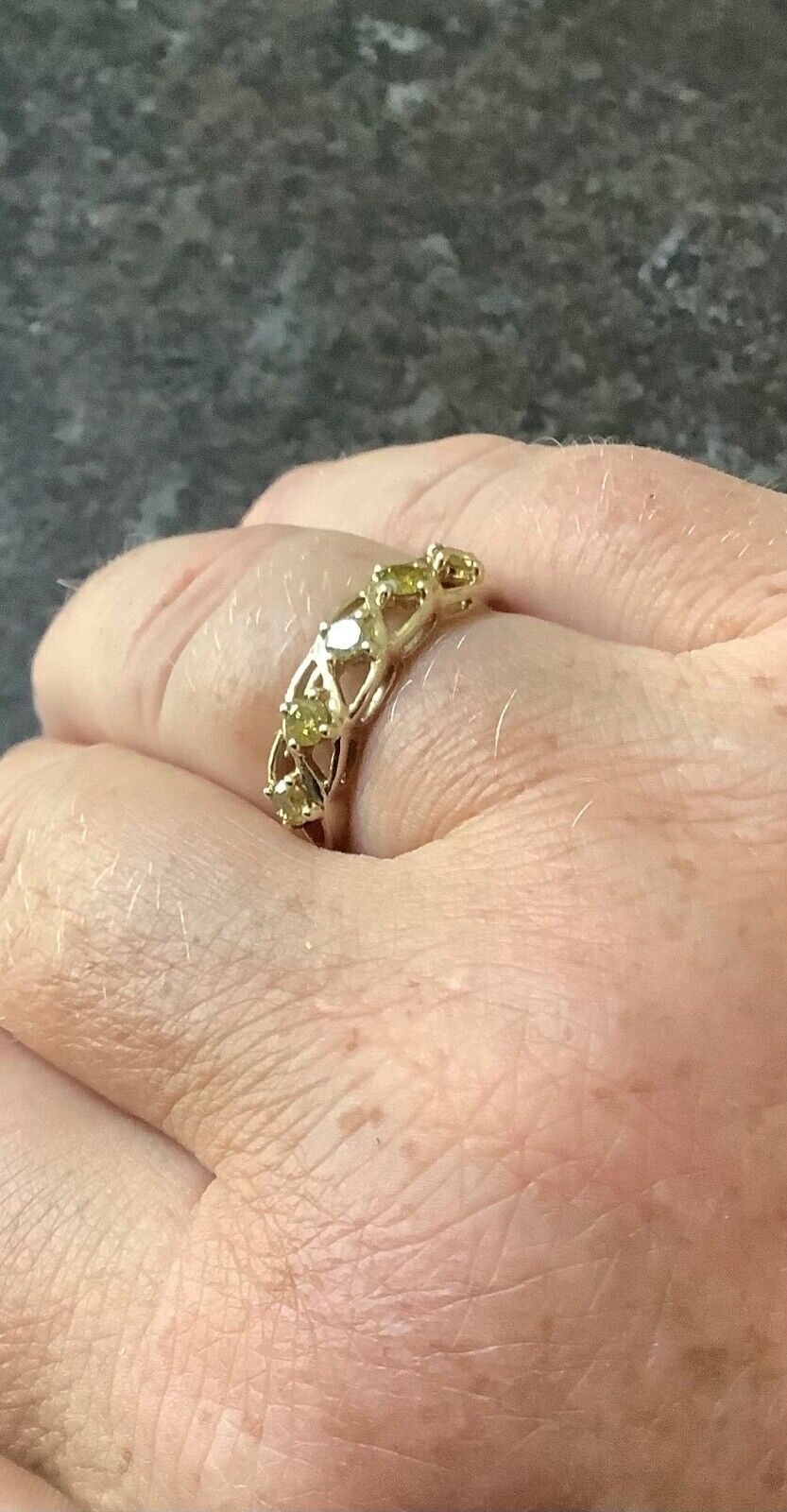 9ct Yellow 1/2ct Diamond open work ring size R1/2 yellow gold with certificate