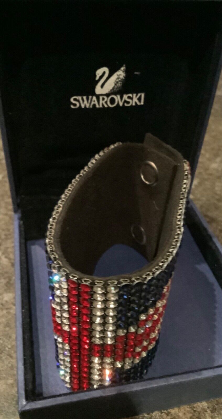 Swarovski Union Jack soft leather cuff bracelet (crystal missing) red white blue