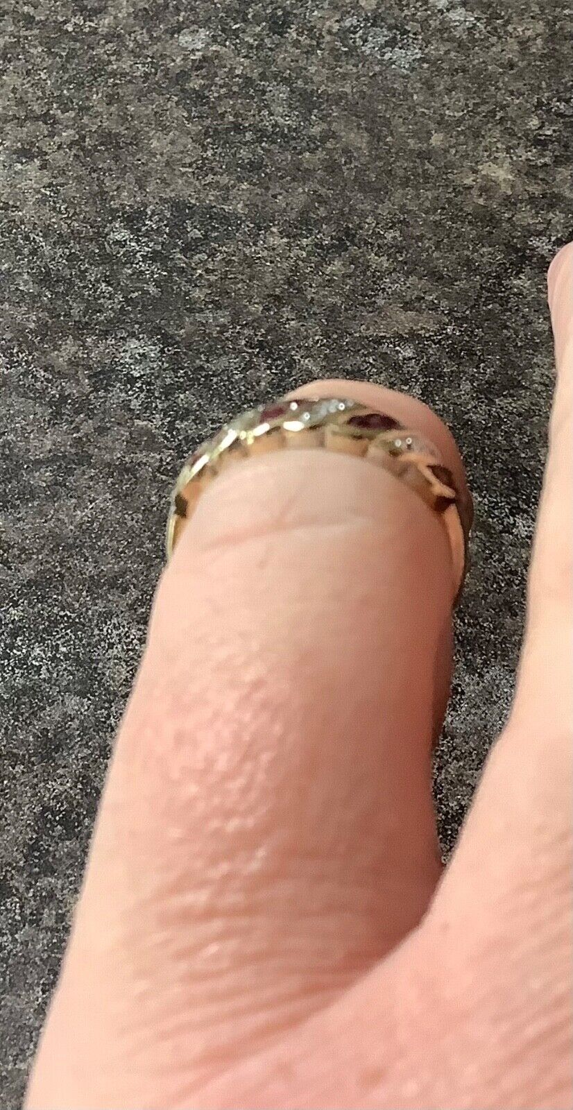 9ct ruby and diamond wave ring size L yellow gold hallmarked