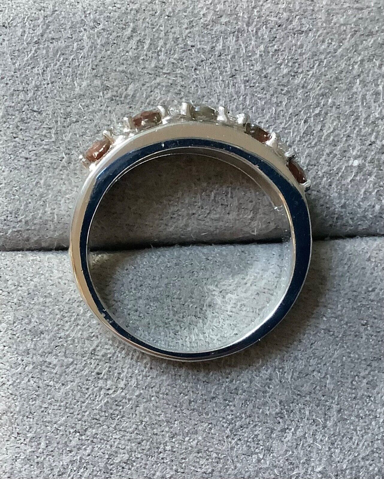 925 Andalusite & zircon half eternity ring size P1/2 sterling silver
