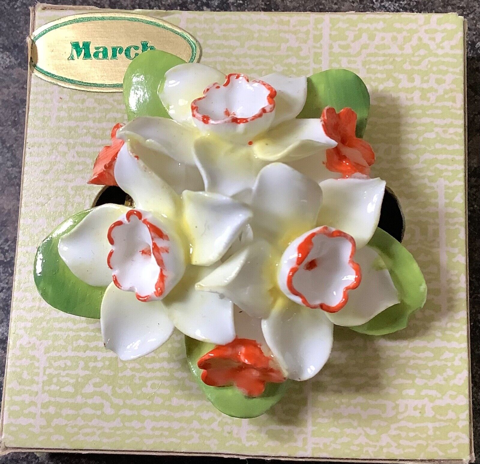 Vintage Coalport and Healacraft fine bone china Rose clip on earrings and brooch