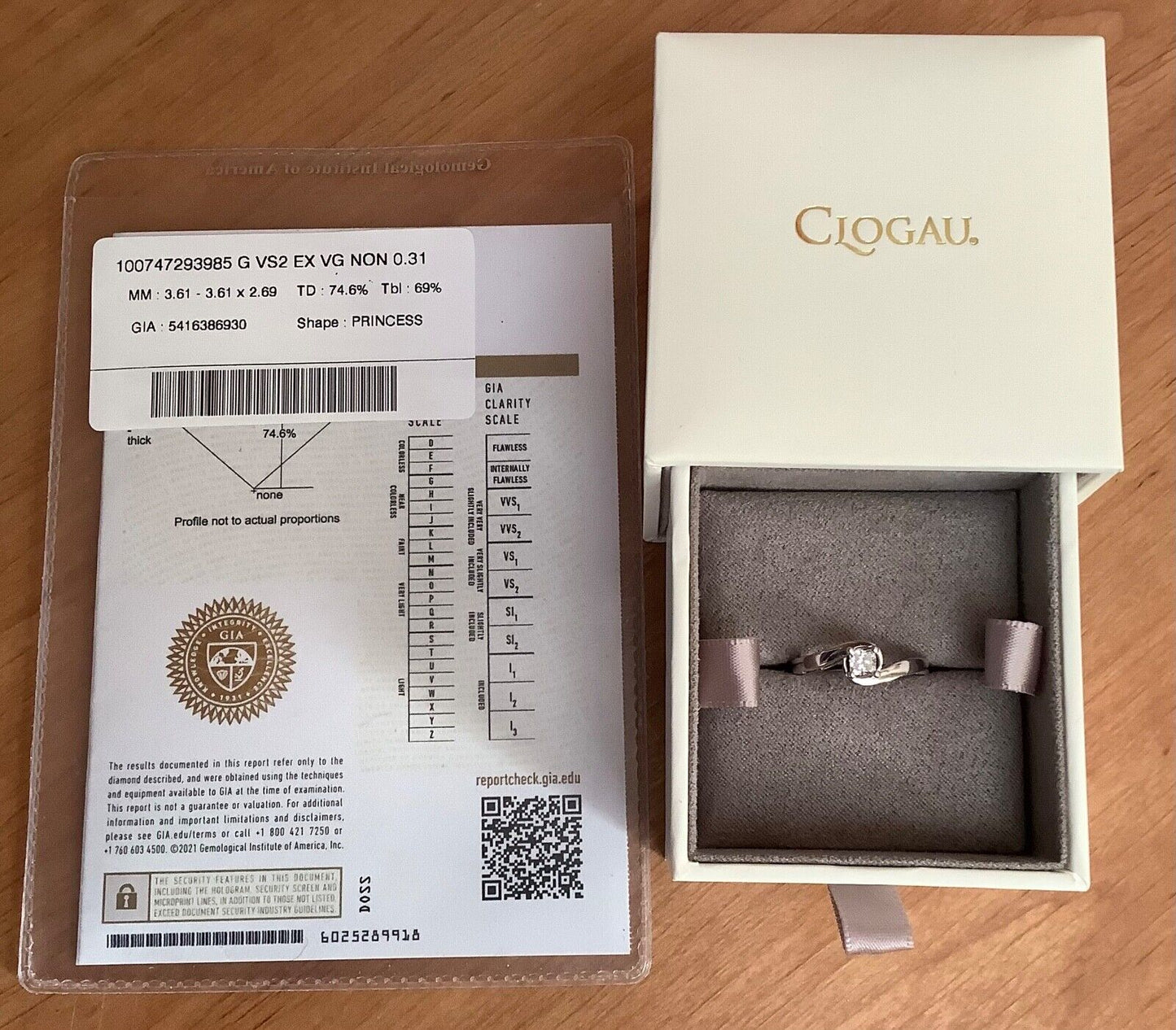 Clogau 9ct Diamond Fairy-Tale 0.31ct engagement ring K white rose gold RRP £1800