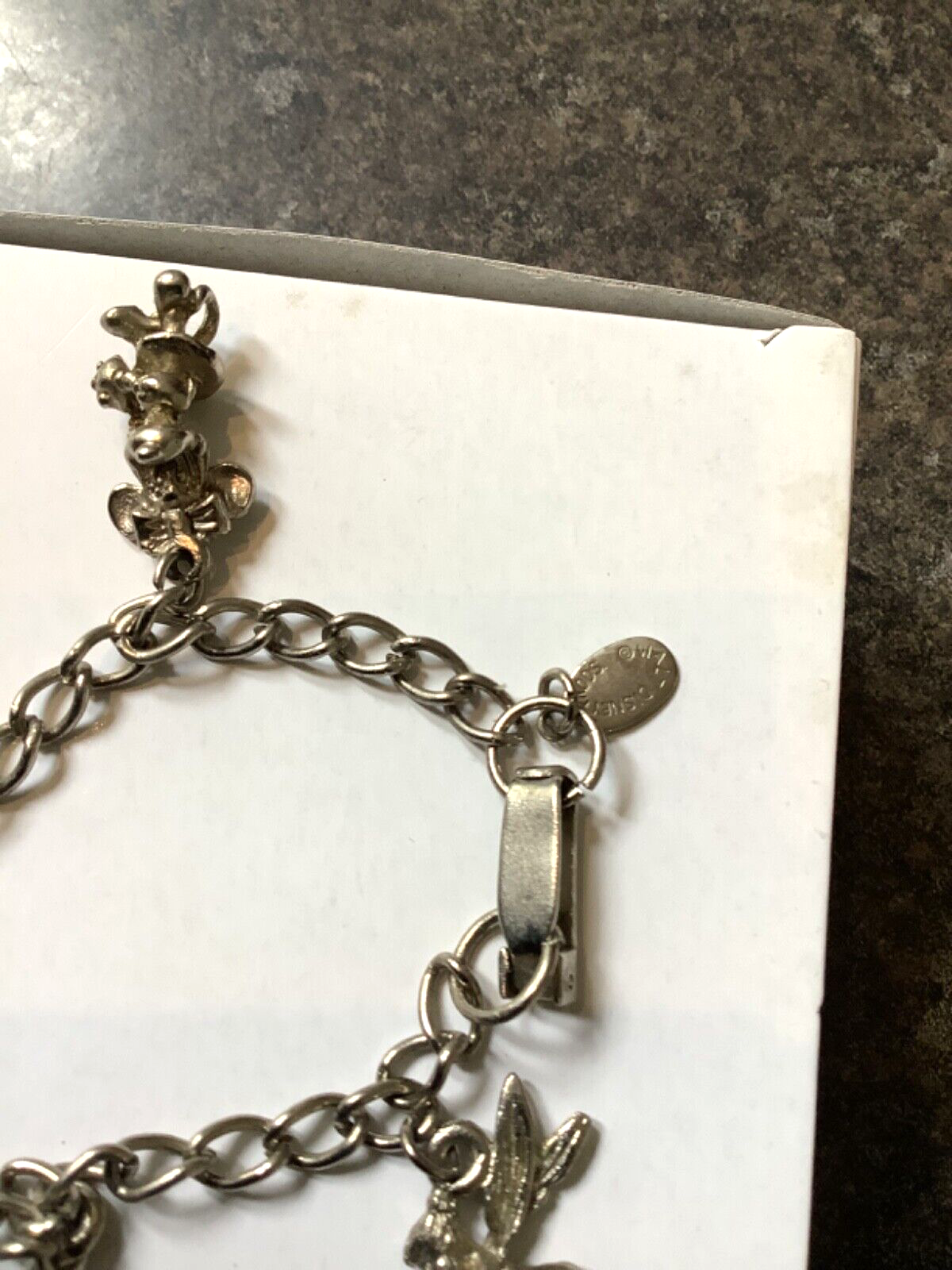 Vintage Walt Disney Productions charm bracelet Tinkerbell Mickey Minnie Donald