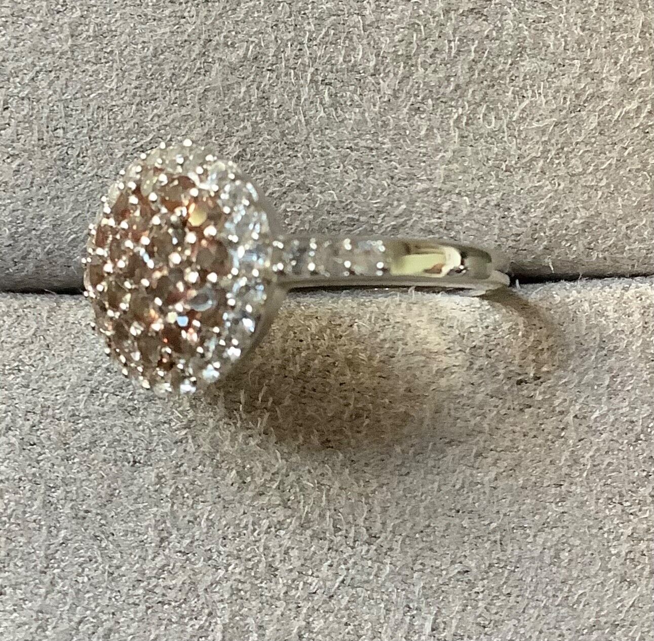 925 Andalusite & zircon halo cluster ring size P1/2 sterling silver