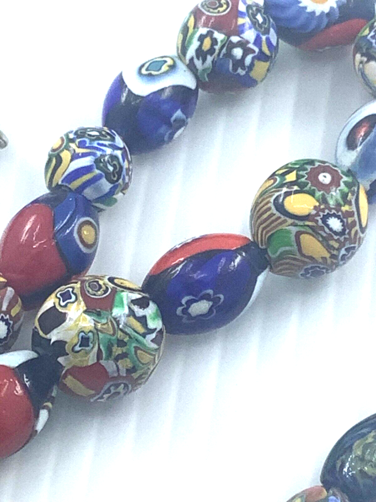 venetian millefiori glass bead necklace 17" 63g Read description!