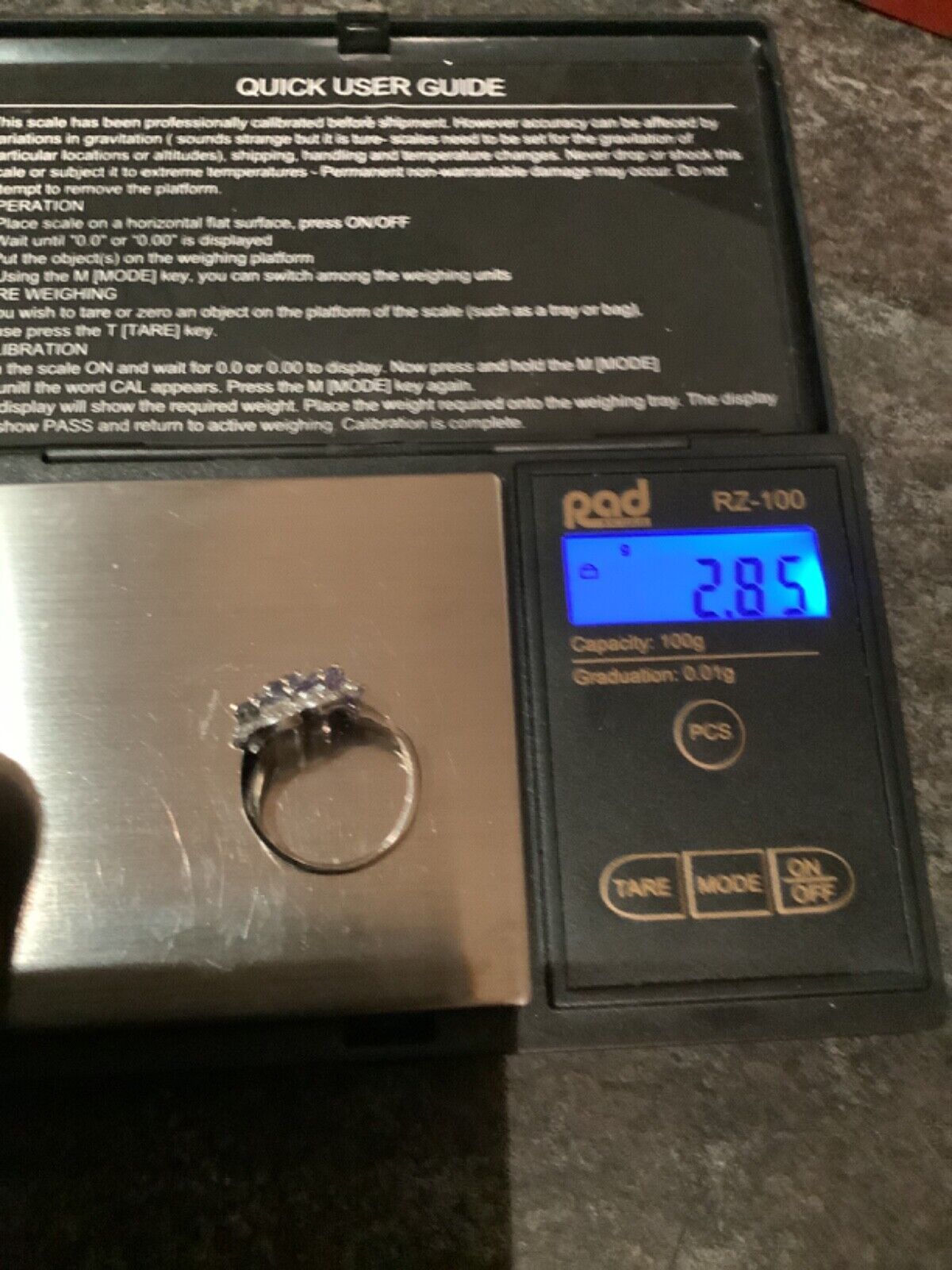 9ct tanzanite and natural diamond white gold halo cluster ring size M1/2