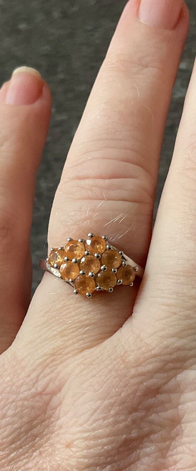 925 peachy orange gemstone cluster ring size P sterling silver TGGC
