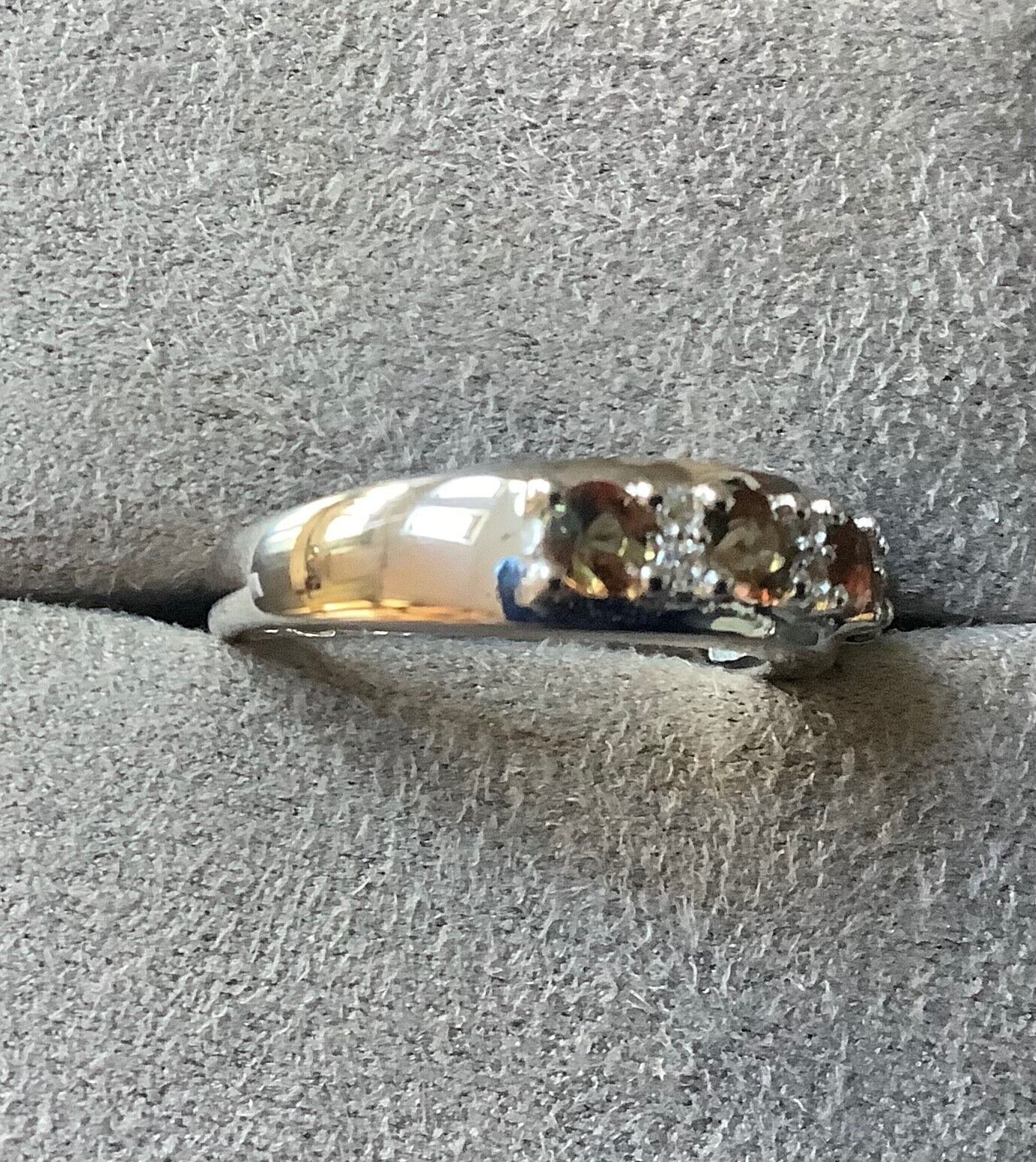 925 Andalusite & zircon half eternity ring size P1/2 sterling silver