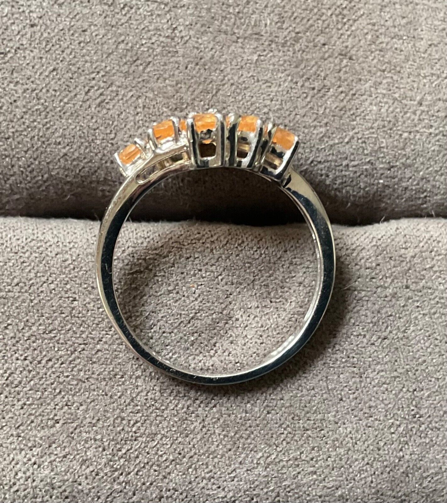 925 peachy orange gemstone cluster ring size P sterling silver TGGC