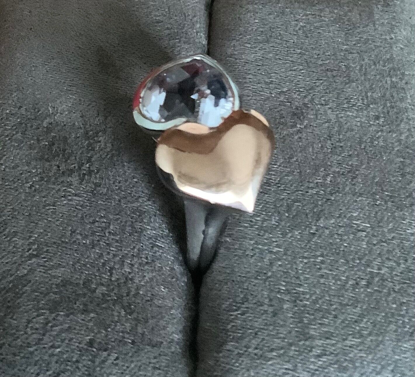 925 silver ring lilac stone & rose gold colour hearts O KN (Kirby Nez?)
