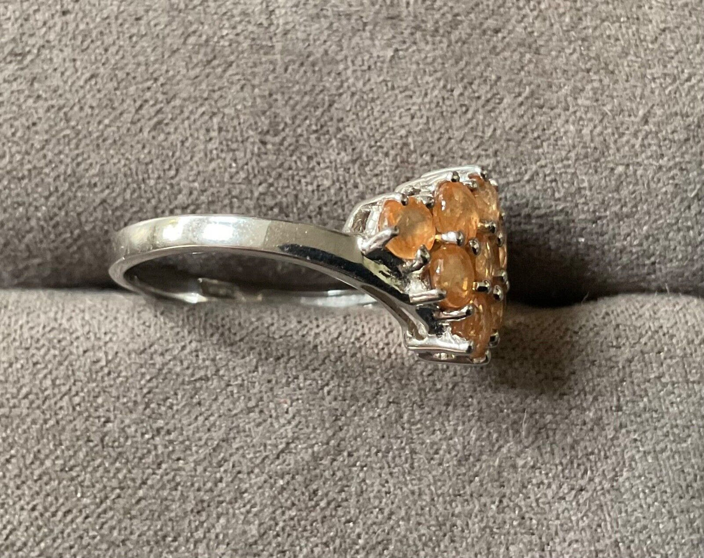 925 peachy orange gemstone cluster ring size P sterling silver TGGC
