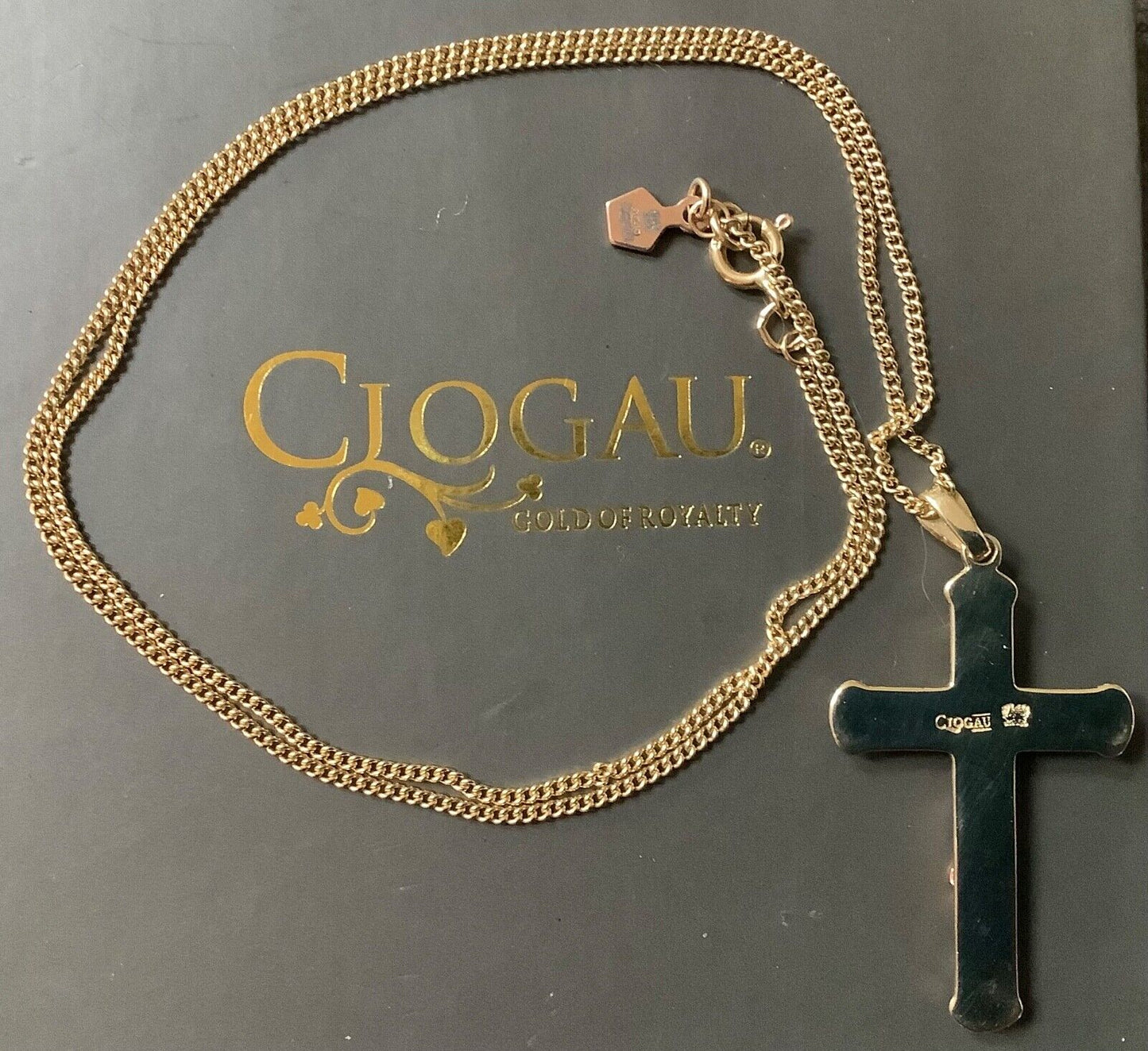 Clogau 9ct Tree of Life cross pendant necklace 18" yellow and rose gold