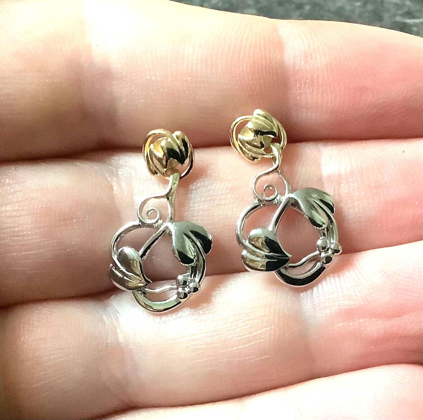 Clogau 9ct white (Moon) gold and yellow gold Tree of Life drop earrings