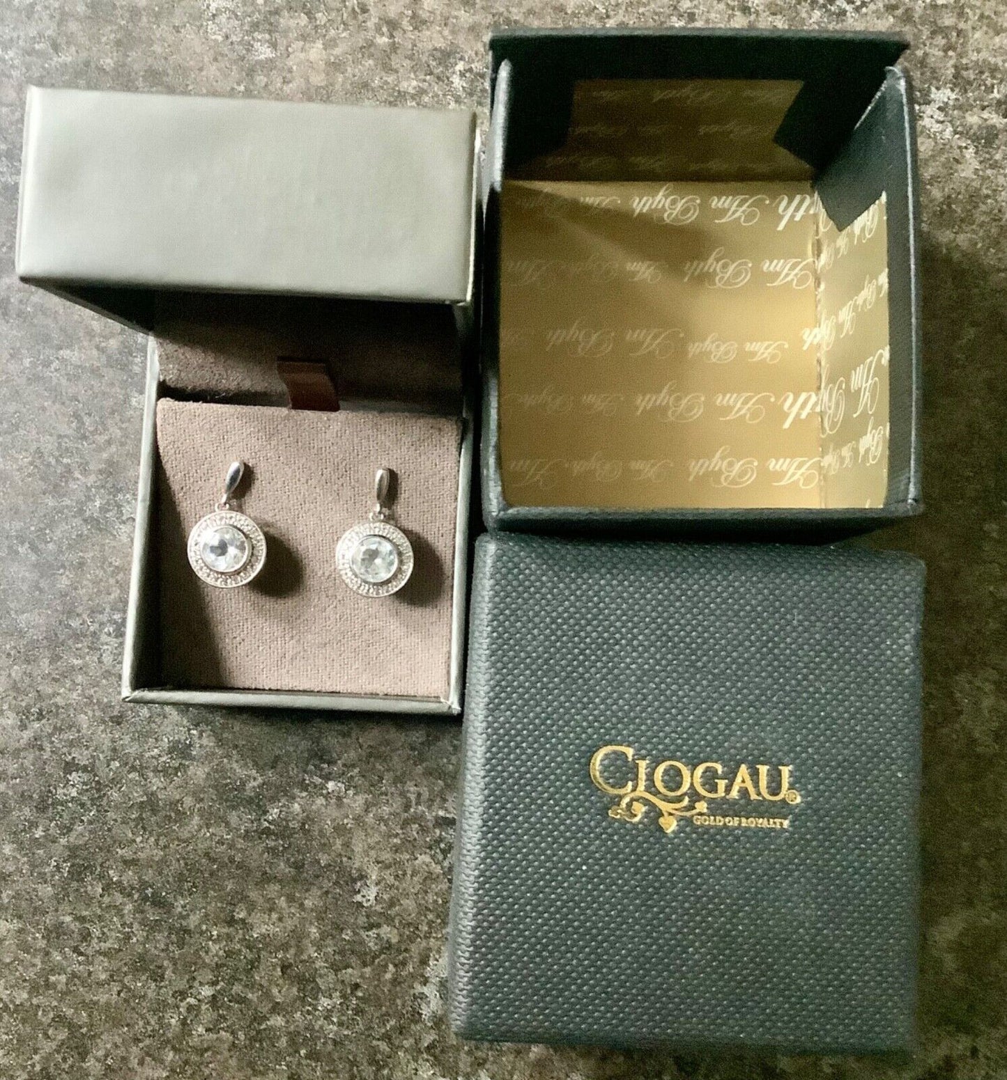 Clogau Ar Dan cocktail white topaz drop earrings silver and rose gold