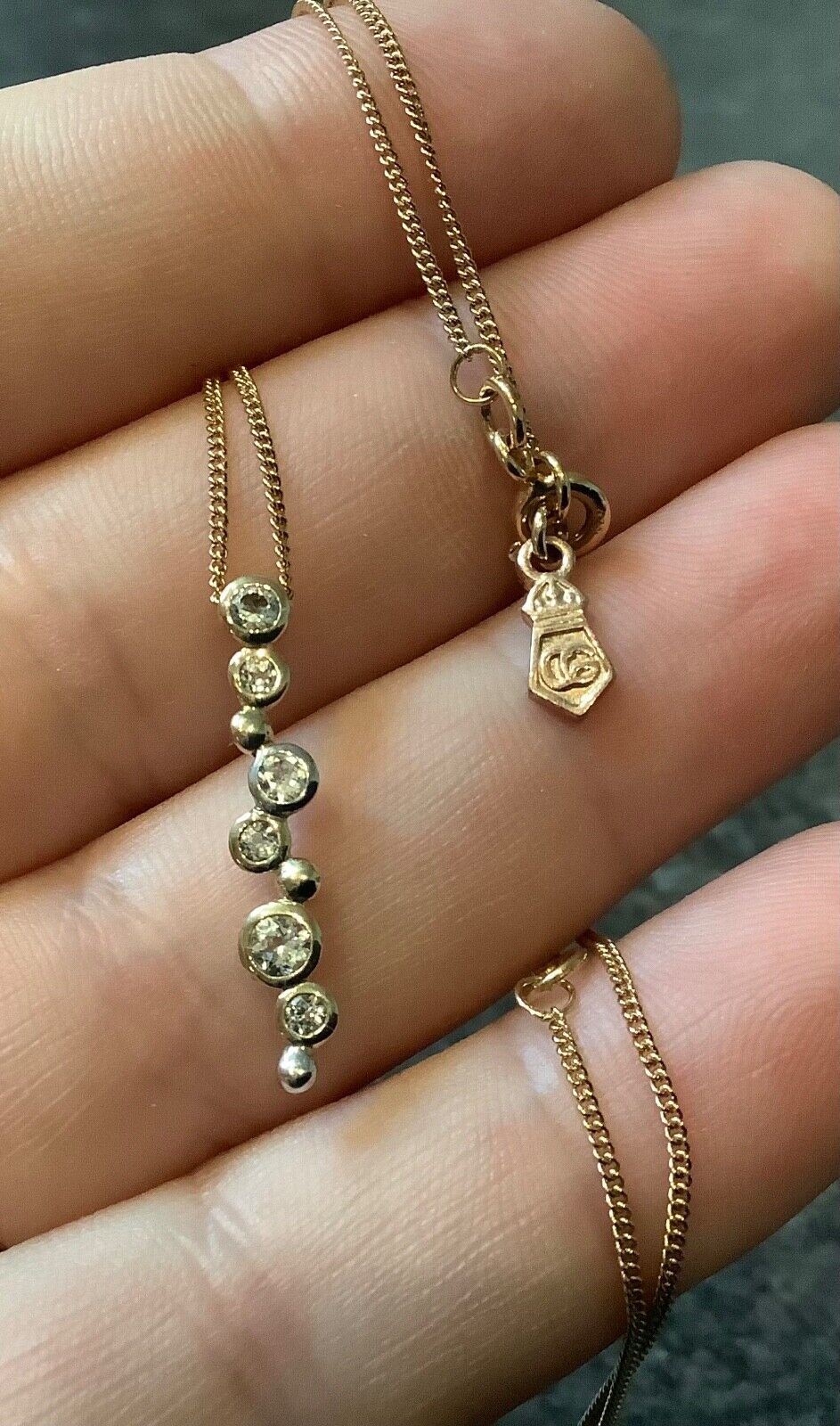 Clogau 9ct Celebration white topaz necklace 18-22" yellow & white gold RRP £470