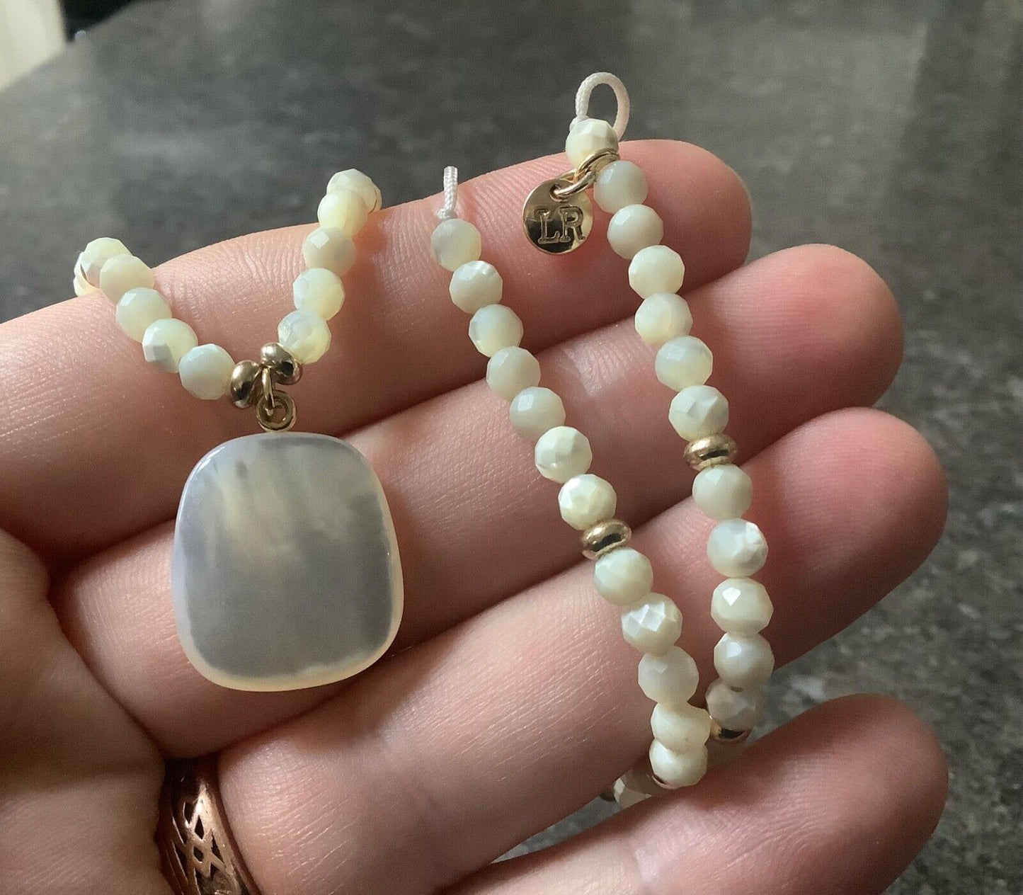 Lola Rose Mother of Pearl Brucie semi-precious gemstone adjustable necklace