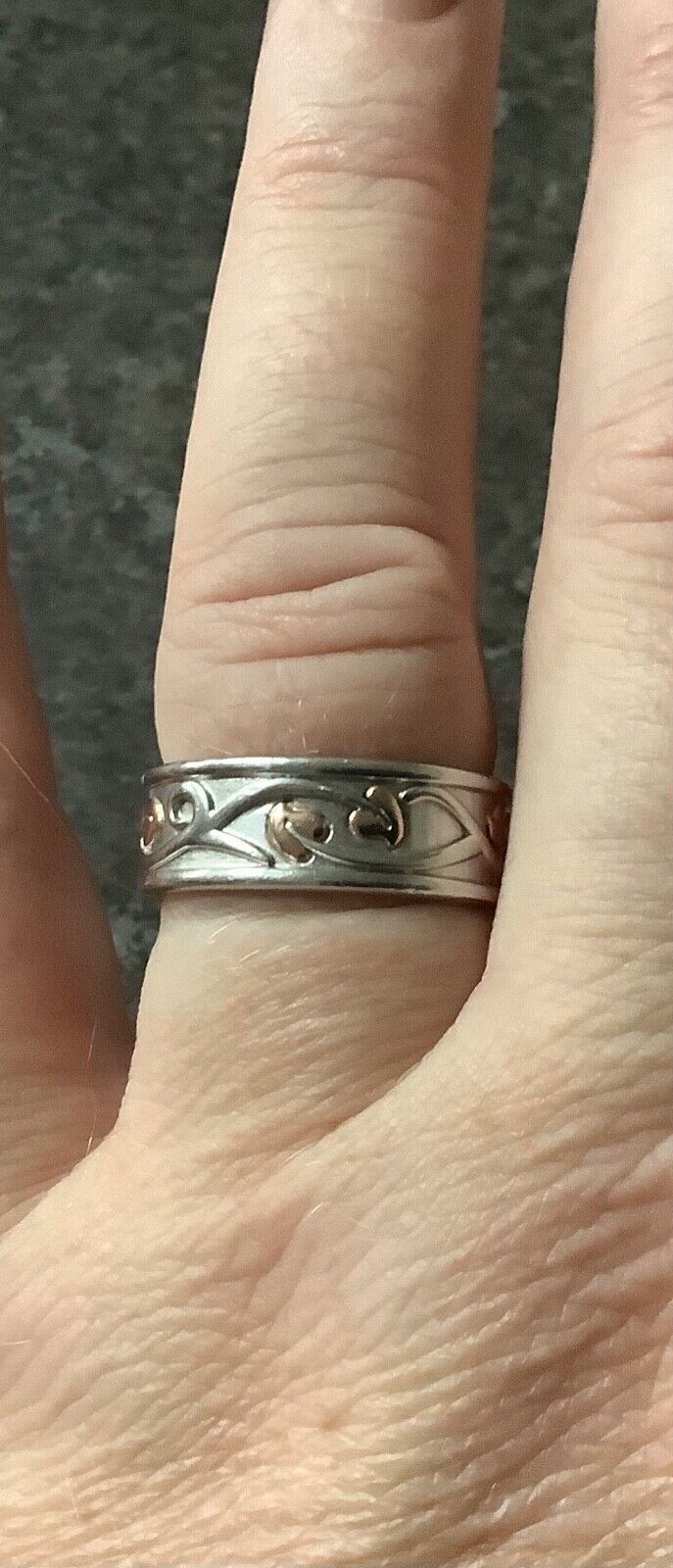 Clogau Tree of Life wide band ring size R silver and rose gold