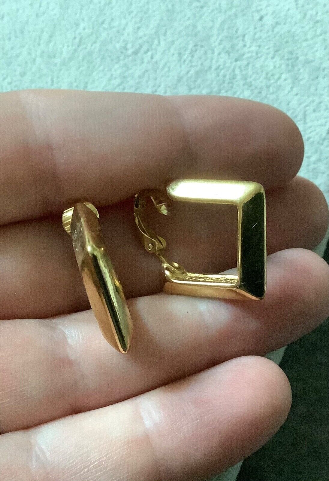 3 x vintage gold tone clip on earrings hoop stud