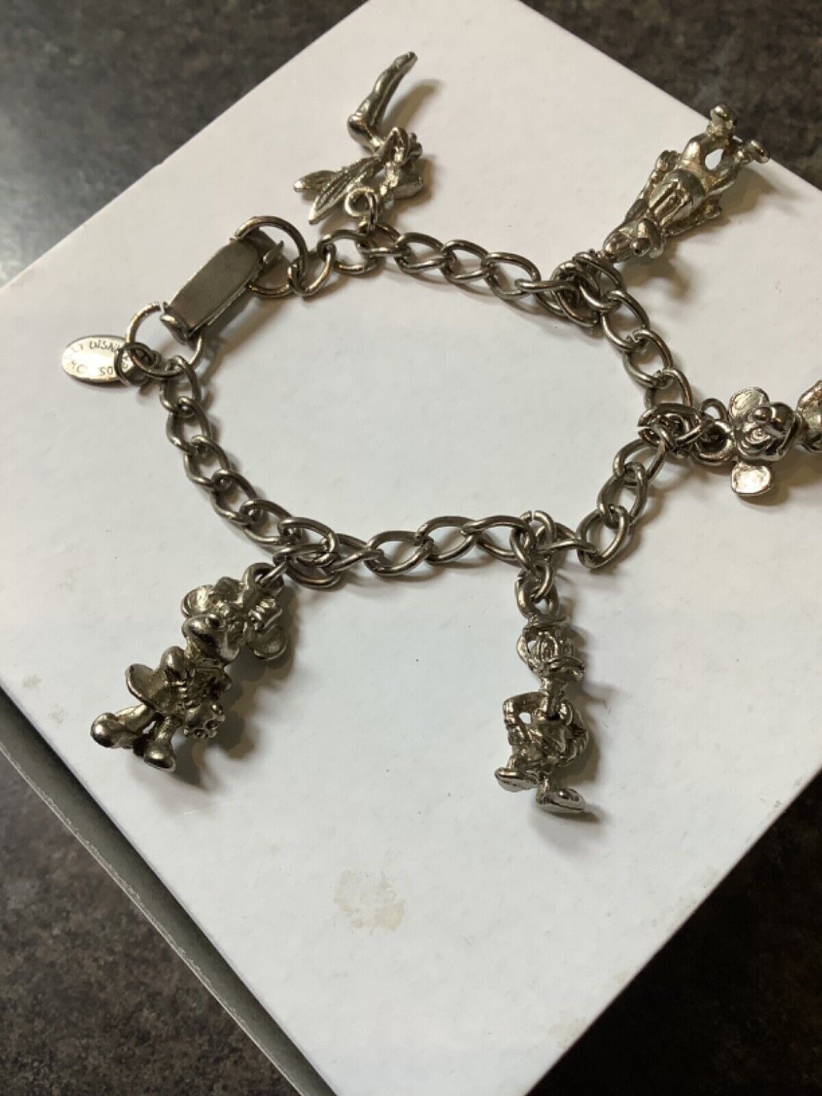 Vintage Walt Disney Productions charm bracelet Tinkerbell Mickey Minnie Donald