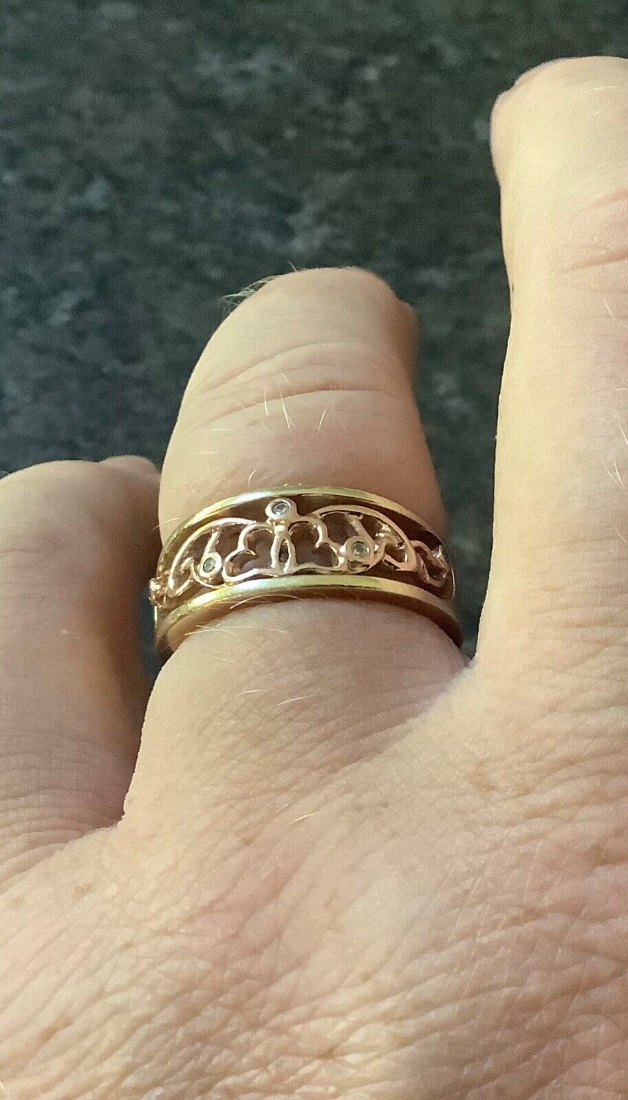 Clogau 9ct 5 diamond Cariad ring size O1/2 yellow and rose gold hallmarked