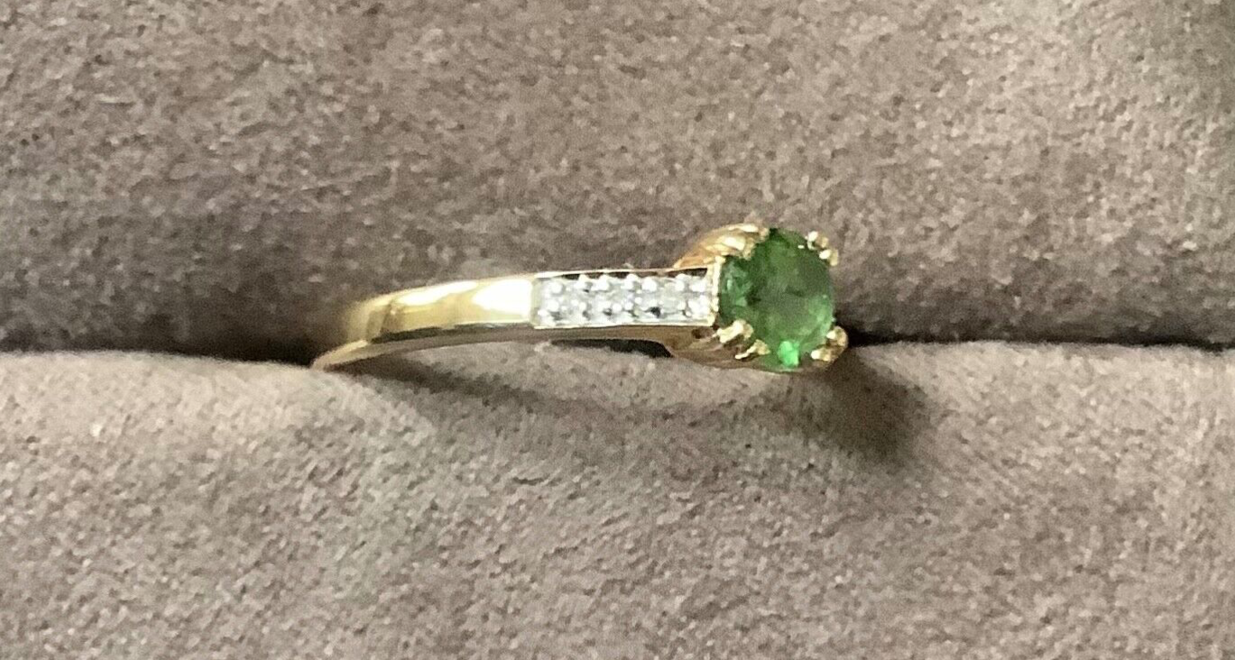 18K Paraiba Tourmaline and Diamond ring size N yellow gold with certificate