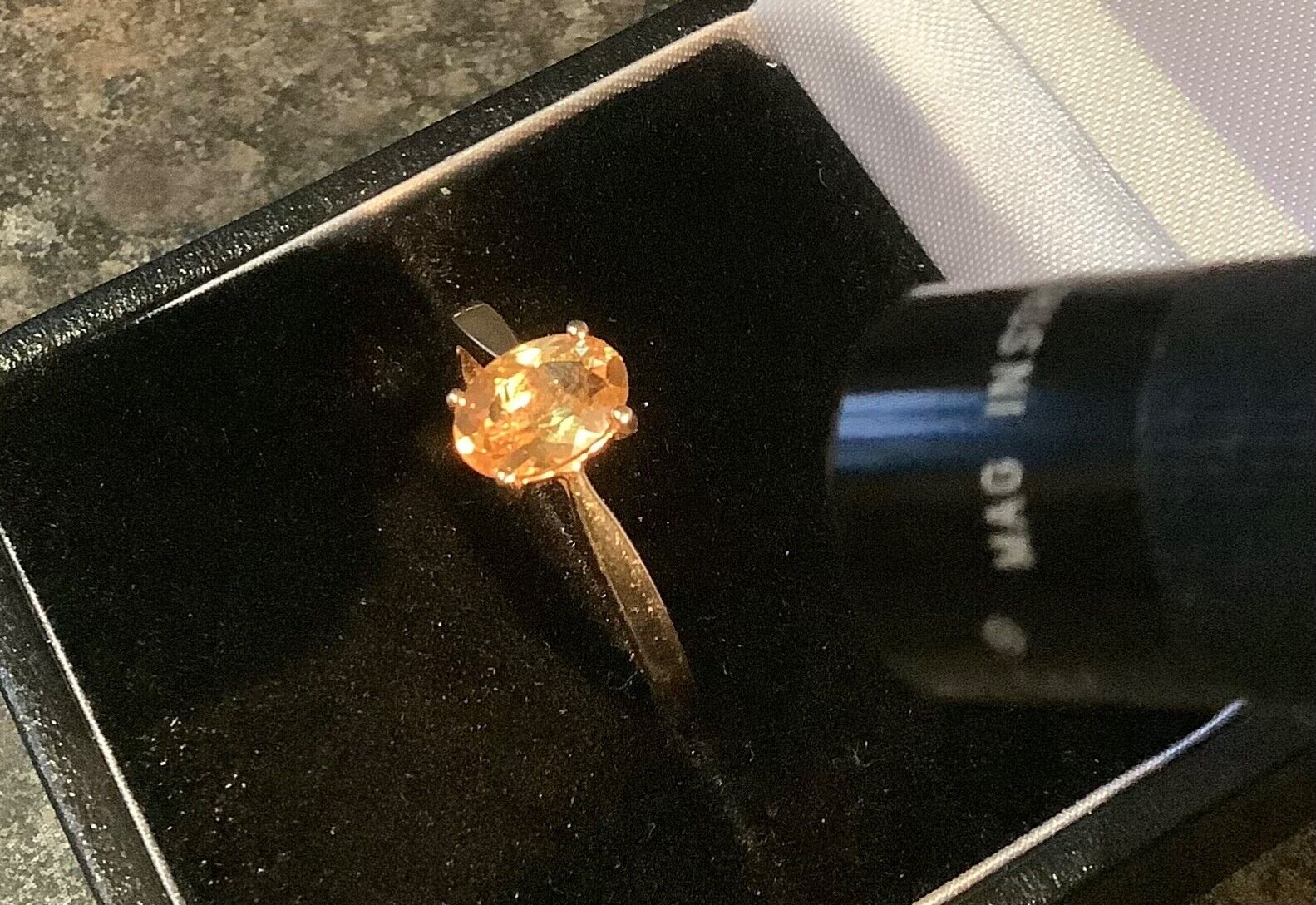 10K yellow gemstone oval solitaire ring size N1/2 yellow gold hallmarked