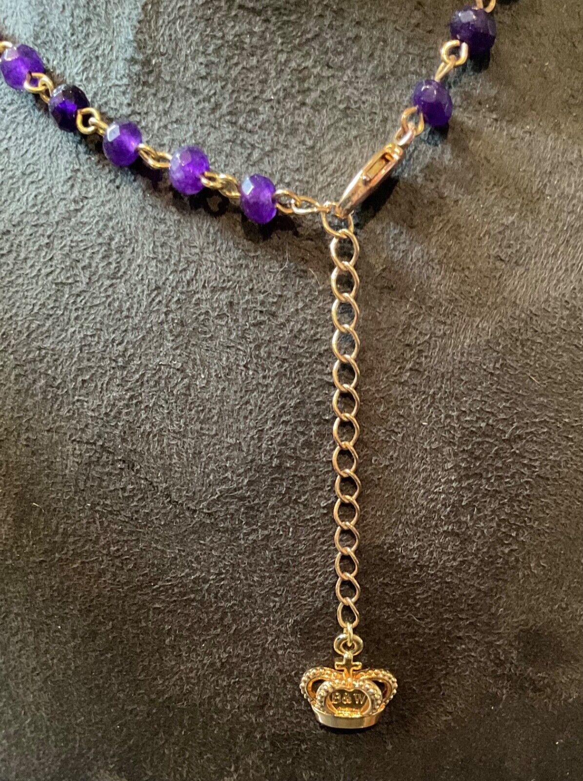 Butler & Wilson lavender disc pendant with purple beads & crystals original box