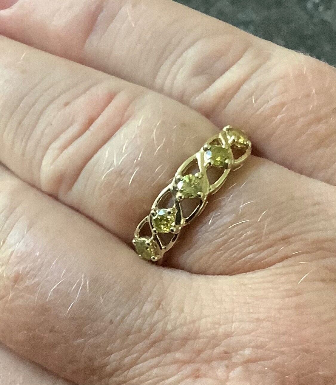 9ct Yellow 1/2ct Diamond open work ring size R1/2 yellow gold with certificate