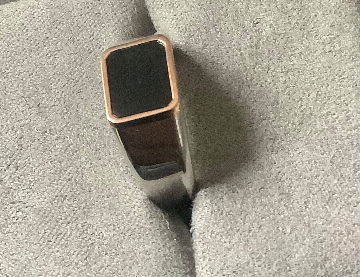 Clogau Black Onyx signet ring Unisex mens ladies Q silver & rose gold RRP £189