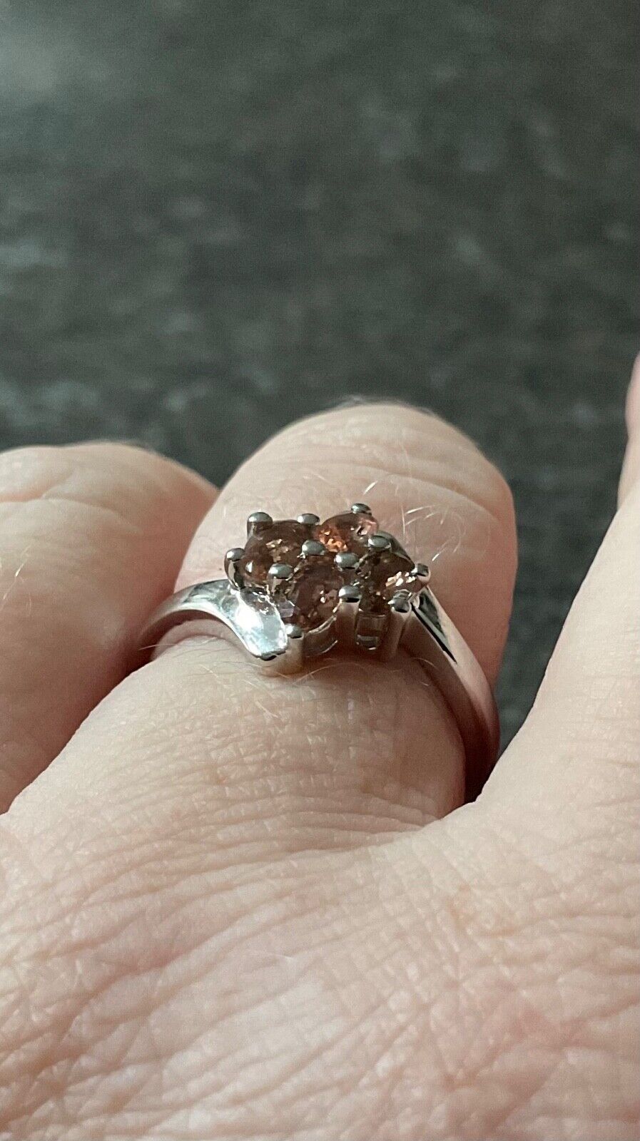 925 Andalusite oval cut cluster bypass ring size P1/2 sterling silver