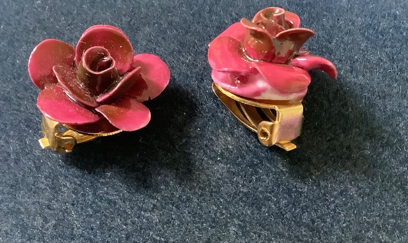 Vintage Coalport and Healacraft fine bone china Rose clip on earrings and brooch
