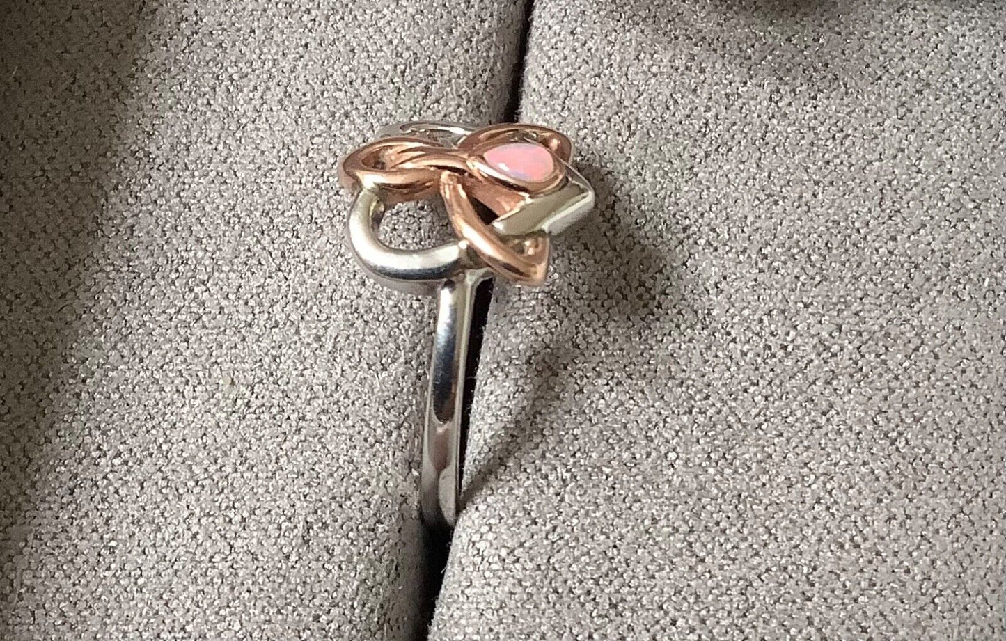 Clogau opal Dwynwen ring size M silver and rose gold
